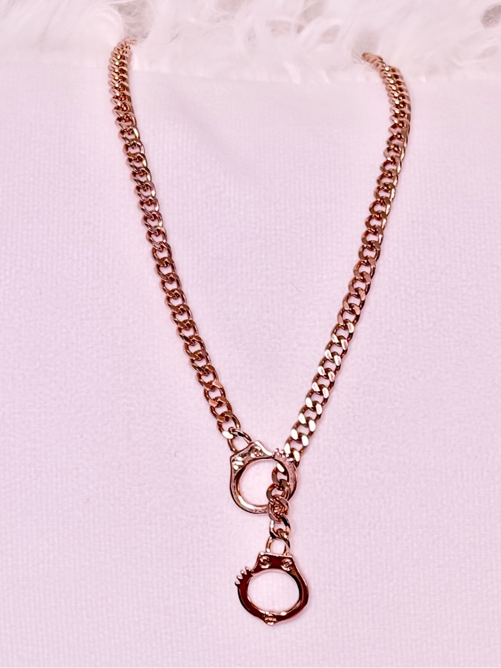 Rose Gold Handcuffs Adjustable Length Fashion Necklace NEW